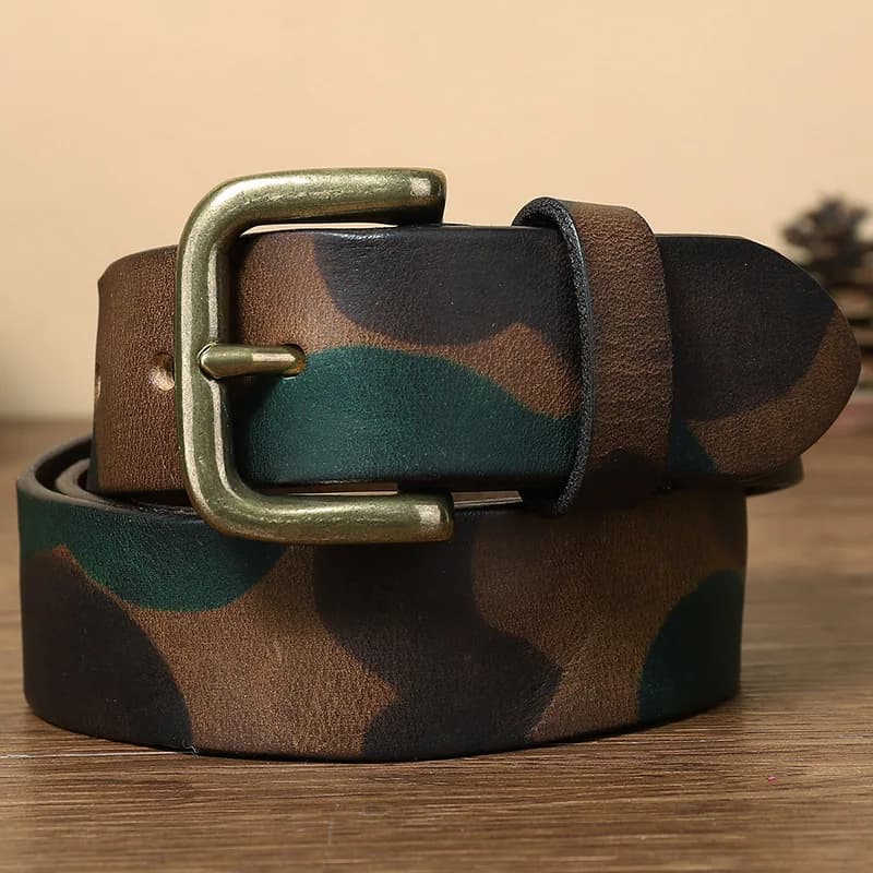 2026 Men High Quality Camouflage Pure Cowhide Belt Genuine Leather Strap Male Luxury Pin Buckle Vintage Jeans Belts for Women
