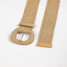 New Spring and Summer Straw Belt with Retro Style, Hand-Woven with PP Grass and Elastic Band, Suitable for Pairing with Dresses