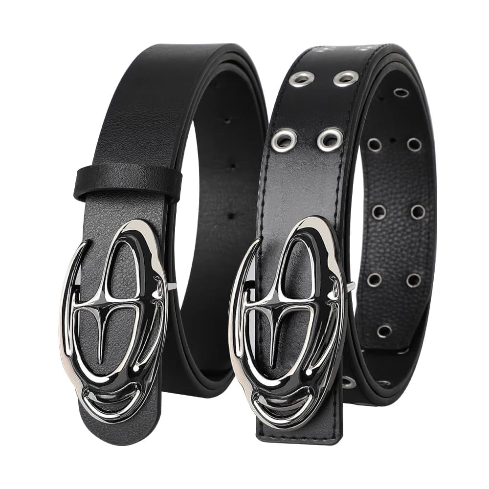 Men's Belt Punk Alien Buckle Belt Vintage Gothic Y2K Belt Men or Women Street Punk PU Leather Designer Waistband Pair with Jeans