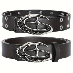 Men's Belt Punk Alien Buckle Belt Vintage Gothic Y2K Belt Men or Women Street Punk PU Leather Designer Waistband Pair with Jeans