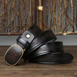 3.5CM Pure Cowhide High Quality Genuine Leather Belts for Men Laser Engraving Strap Male Smooth Buckle Jeans Cowboy Luxury