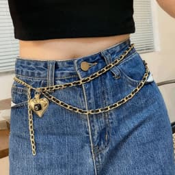 Fashion Metal Waist Chains Women Thin Belts Double Layer Love Tassel Pendants Waistband Dress Clothes Decorative Girdles Straps