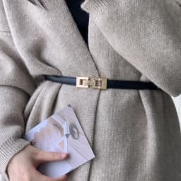 Square Metal Snap Buckle Belts For Women Lady PU Leather Thin Adjustable Waistbands Dress Coat Decorative Skinny Straps Girdle