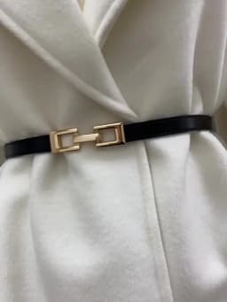 Square Metal Snap Buckle Belts For Women Lady PU Leather Thin Adjustable Waistbands Dress Coat Decorative Skinny Straps Girdle