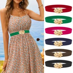 SISHION 2025 Flower Buckle Vintage Fashion Elastic Waist Cummerbund Corset Belt Black Green Red Women Belts Waistband YD0116