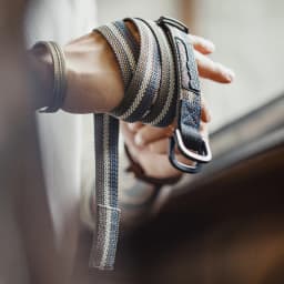 MADEN Woven Nylon Web Belt Men American Vintage No Holes Automatic Buckle Canvas-feel Thin Casual Outdoor Adjustable Waist Belt