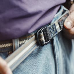 MADEN Woven Nylon Web Belt Men American Vintage No Holes Automatic Buckle Canvas-feel Thin Casual Outdoor Adjustable Waist Belt