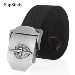 SupSindy Canvas Belt 3D Russian Border Guard Troop Metal Buckle Jeans Belts for Men CCCP Army Military Tactical Belts Male Strap