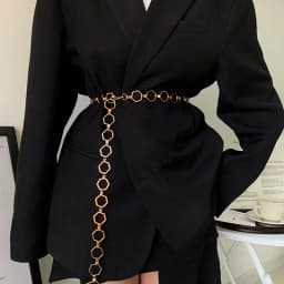 Fashion Hexagon Shape Women Waist Chain Geometric Belt For Women Gold Sliver Metal Belts Adjustable Suit Dress Ladies Waistband