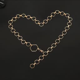 Fashion Hexagon Shape Women Waist Chain Geometric Belt For Women Gold Sliver Metal Belts Adjustable Suit Dress Ladies Waistband