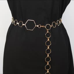 Fashion Hexagon Shape Women Waist Chain Geometric Belt For Women Gold Sliver Metal Belts Adjustable Suit Dress Ladies Waistband