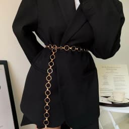 Fashion Hexagon Shape Women Waist Chain Geometric Belt For Women Gold Sliver Metal Belts Adjustable Suit Dress Ladies Waistband