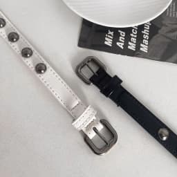 Hip Hop Punk Rivet Belt For Women Metal Pin Buckle Thin PU Leather Waist Belt Ins Korean Jeans Pants Decoration Girdle Strap
