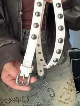 Hip Hop Punk Rivet Belt For Women Metal Pin Buckle Thin PU Leather Waist Belt Ins Korean Jeans Pants Decoration Girdle Strap