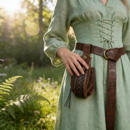 2pcs vintage embossed leather belt, purse set-unisex with o-rings, medieval Viking role-playing and Renaissance events, Hall