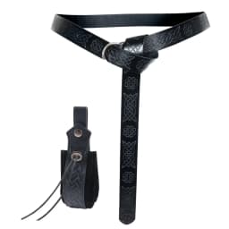 2pcs vintage embossed leather belt, purse set-unisex with o-rings, medieval Viking role-playing and Renaissance events, Hall