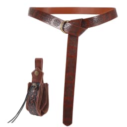 2pcs vintage embossed leather belt, purse set-unisex with o-rings, medieval Viking role-playing and Renaissance events, Hall