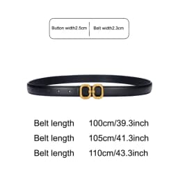 DINISITON New Women's Belt Classic Gold Pin Buckle Belt Fashion PU Leather Premium Feeling Pant Belts