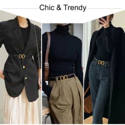DINISITON New Women's Belt Classic Gold Pin Buckle Belt Fashion PU Leather Premium Feeling Pant Belts