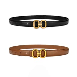 DINISITON New Women's Belt Classic Gold Pin Buckle Belt Fashion PU Leather Premium Feeling Pant Belts