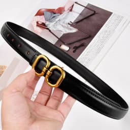 DINISITON New Women's Belt Classic Gold Pin Buckle Belt Fashion PU Leather Premium Feeling Pant Belts