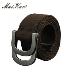 Maikun Men's Canvas Belts for Women Tactical Belt for Military Jeans Double Ring Buckle Belts