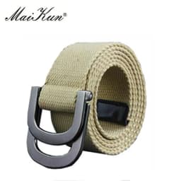 Maikun Men's Canvas Belts for Women Tactical Belt for Military Jeans Double Ring Buckle Belts