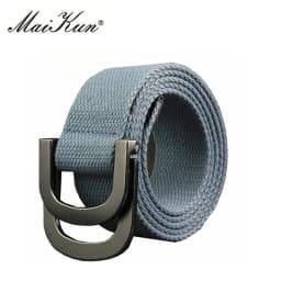Maikun Men's Canvas Belts for Women Tactical Belt for Military Jeans Double Ring Buckle Belts
