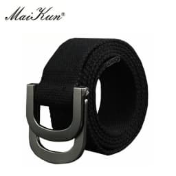 Maikun Men's Canvas Belts for Women Tactical Belt for Military Jeans Double Ring Buckle Belts