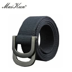 Maikun Men's Canvas Belts for Women Tactical Belt for Military Jeans Double Ring Buckle Belts