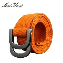 Maikun Men's Canvas Belts for Women Tactical Belt for Military Jeans Double Ring Buckle Belts