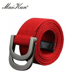Maikun Men's Canvas Belts for Women Tactical Belt for Military Jeans Double Ring Buckle Belts