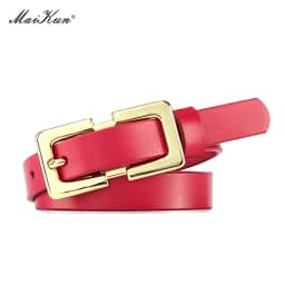 MaiKun Designer Belt Female Belts Original Leather Belts For Women Golden Metal Pin Buckle Belt