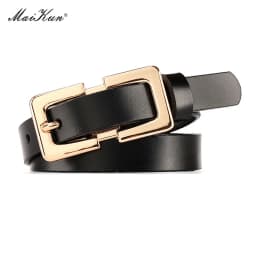 MaiKun Designer Belt Female Belts Original Leather Belts For Women Golden Metal Pin Buckle Belt