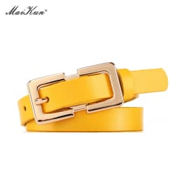 MaiKun Designer Belt Female Belts Original Leather Belts For Women Golden Metal Pin Buckle Belt