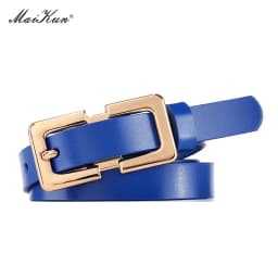 MaiKun Designer Belt Female Belts Original Leather Belts For Women Golden Metal Pin Buckle Belt