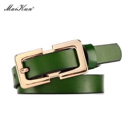 MaiKun Designer Belt Female Belts Original Leather Belts For Women Golden Metal Pin Buckle Belt
