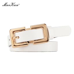 MaiKun Designer Belt Female Belts Original Leather Belts For Women Golden Metal Pin Buckle Belt