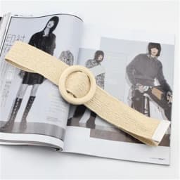 Spring and summer dress decorative belt Wood buckle women fashion simple wild elastic braided belt bohemian Weaving accessories