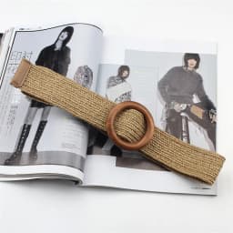 Spring and summer dress decorative belt Wood buckle women fashion simple wild elastic braided belt bohemian Weaving accessories