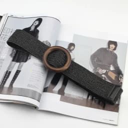 Spring and summer dress decorative belt Wood buckle women fashion simple wild elastic braided belt bohemian Weaving accessories