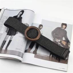 Spring and summer dress decorative belt Wood buckle women fashion simple wild elastic braided belt bohemian Weaving accessories