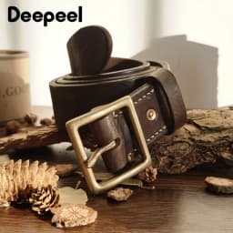 Deepeel 38/43mm Fashion Perforated Belt Genuine Leather Belts for Men High Quality Vintage Pin Buckle Jeans Waistband Accessory