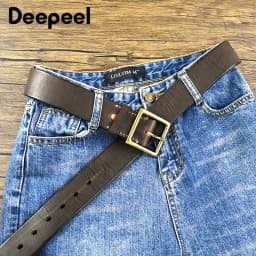 Deepeel 38/43mm Fashion Perforated Belt Genuine Leather Belts for Men High Quality Vintage Pin Buckle Jeans Waistband Accessory
