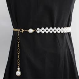 Fashion Adjustable Acrylic Pearl Belt Women Ladies Metal Thin Chain Belt Slim Body Chains Straps Dress Skirt Elastic Waistband