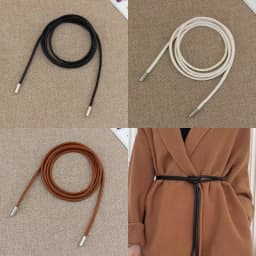 New Round Leather Rope Dresses Coat Decoration String Waist Belt For Women Solid Fashion Long Waist Chain Vintage Waistband