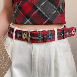 Women's Y2k Belt With Plaid Denim Jeans Decoration Dopamine Belt Accessories For American Hot Girl