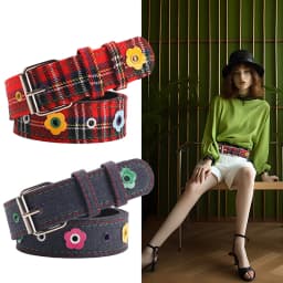 Women's Y2k Belt With Plaid Denim Jeans Decoration Dopamine Belt Accessories For American Hot Girl