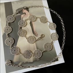 Retro Hollow Out Carved Women Chain Belt Round Metal Adjustable Thin Waist Chain Belts Dress Pants Decorative Waistbands Straps