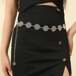 Retro Hollow Out Carved Women Chain Belt Round Metal Adjustable Thin Waist Chain Belts Dress Pants Decorative Waistbands Straps